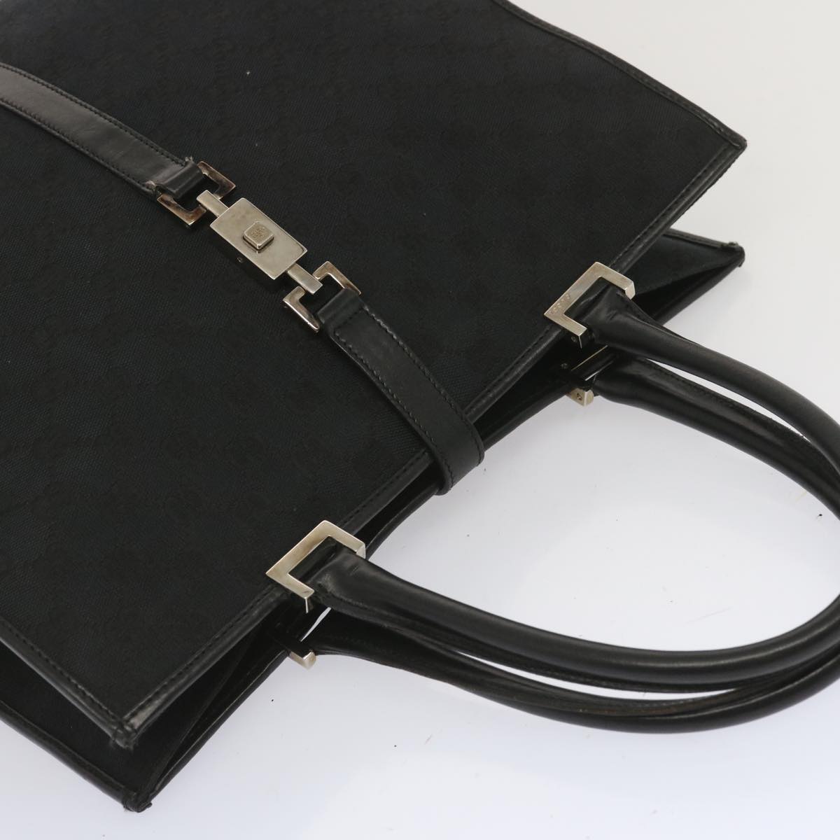 Gucci Jackie Black Canvas Hand Bag