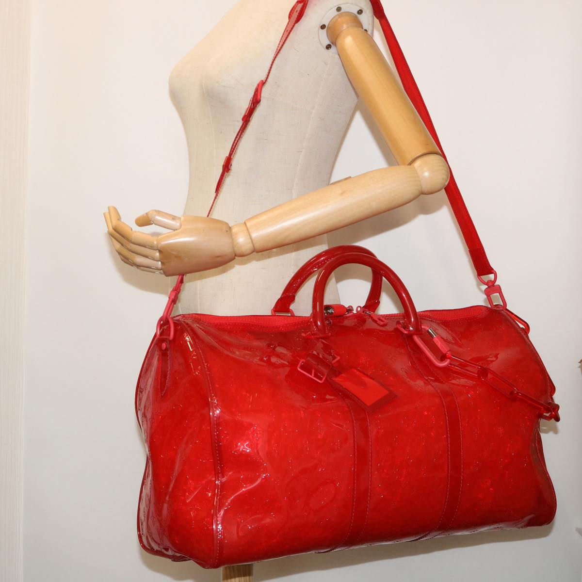 Louis Vuitton Keepall Bandouliere 50 Red Plastic Travel Bag