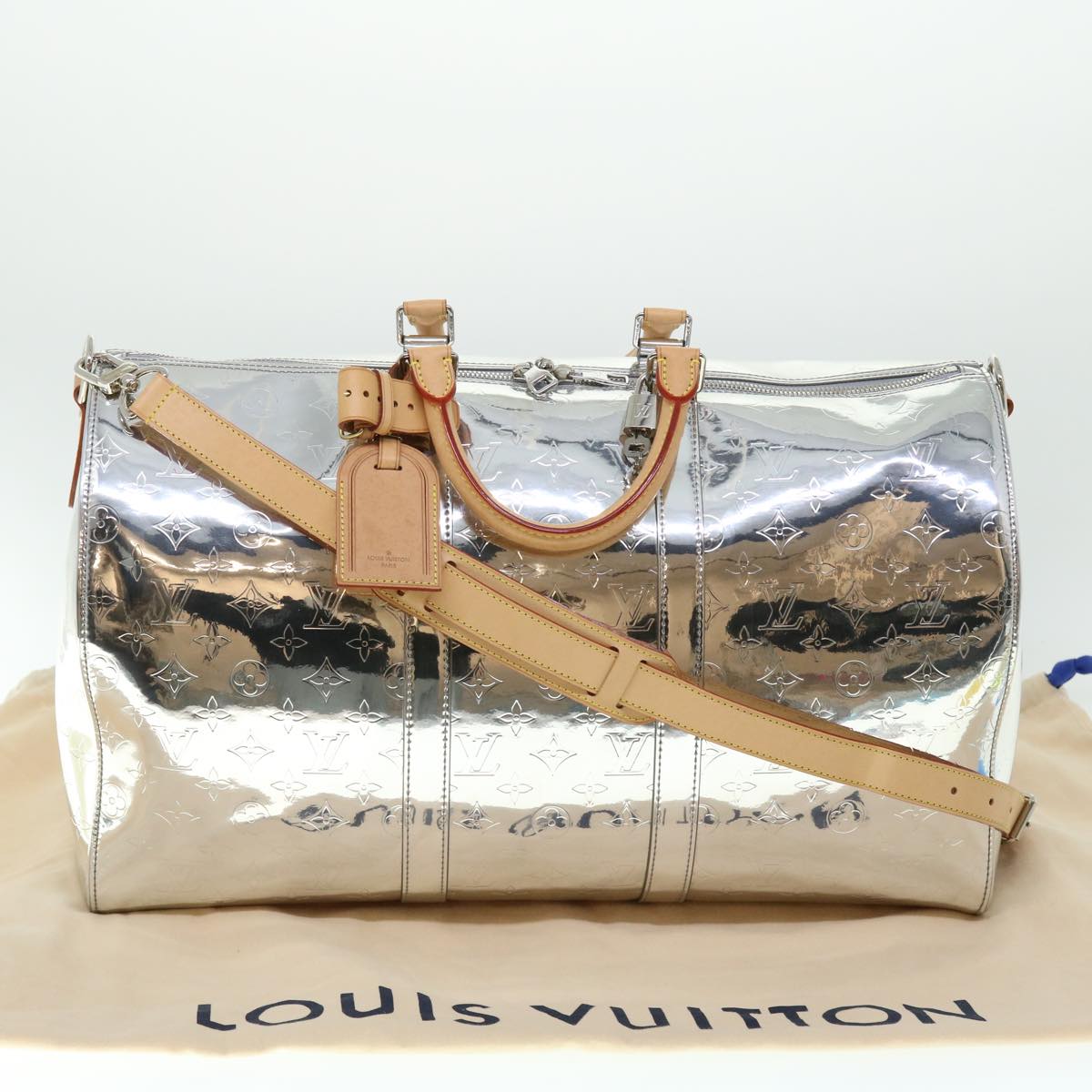 Louis Vuitton Keepall Bandouliere 50 Silver Canvas Travel Bag