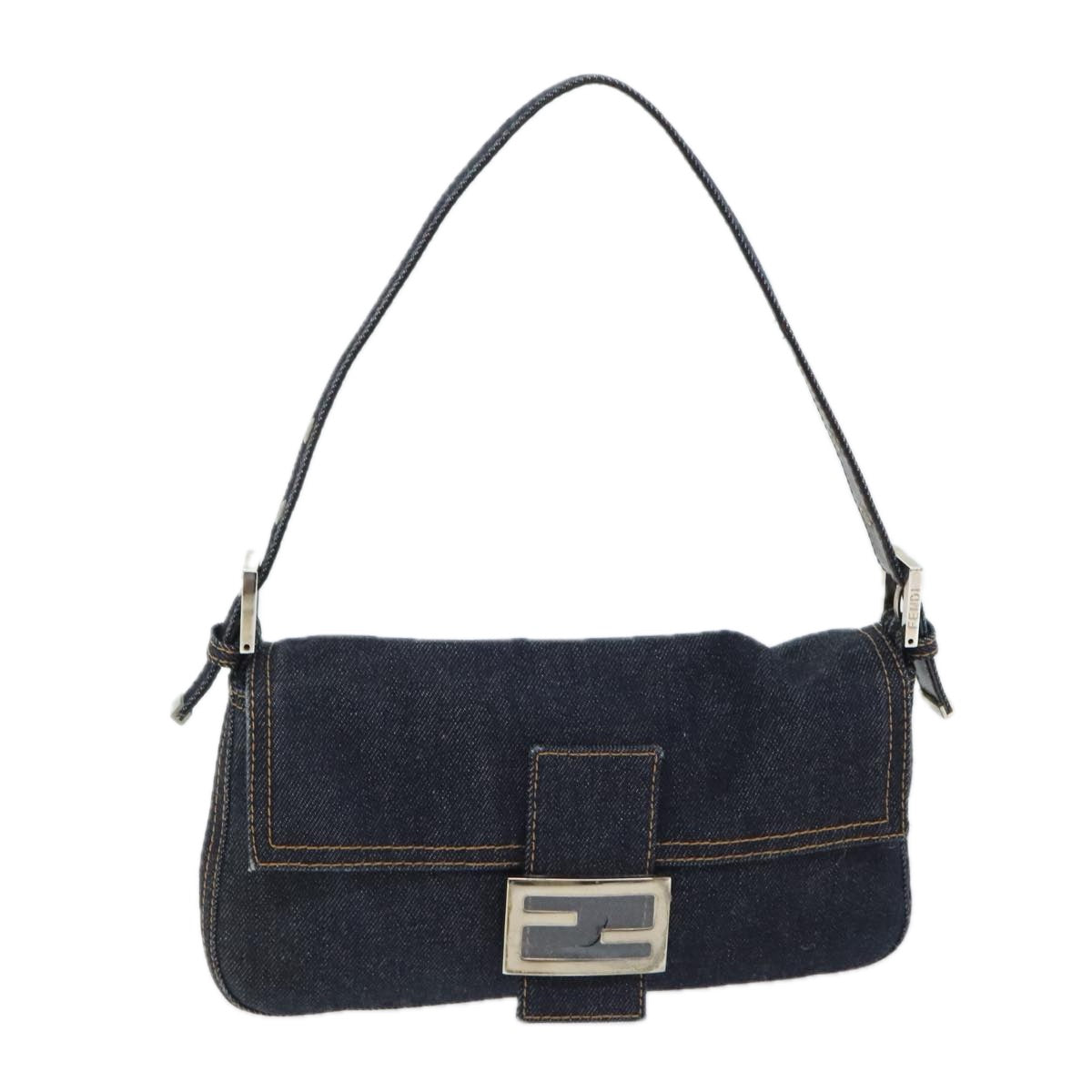 Fendi Mamma Baguette Navy Denim - Jeans Shoulder Bag