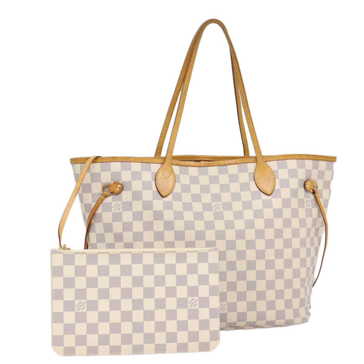 Louis Vuitton Neverfull MM White Canvas Tote Bag