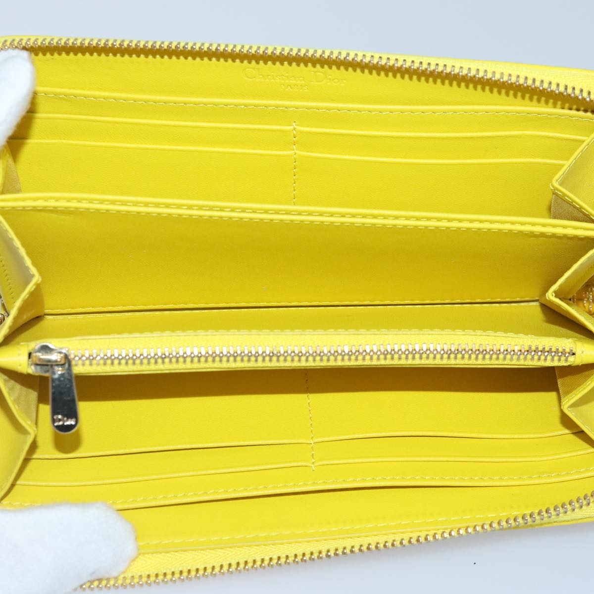 Dior Cannage Lady Yellow Leather Wallet Accessories