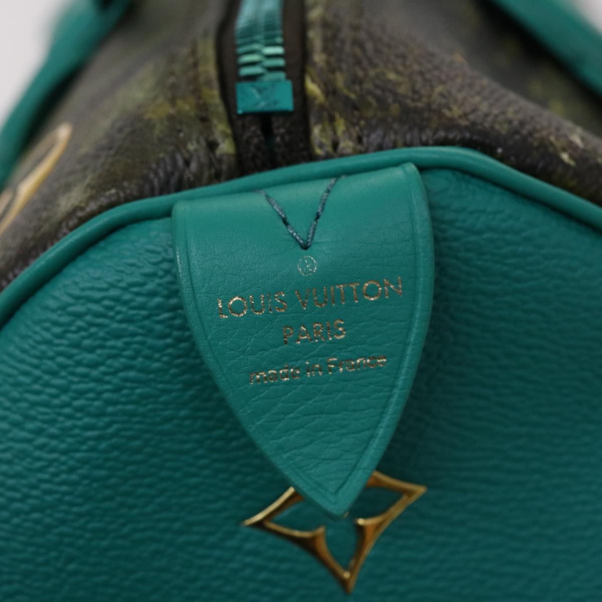 Louis Vuitton Speedy 30 Green Leather Hand Bag