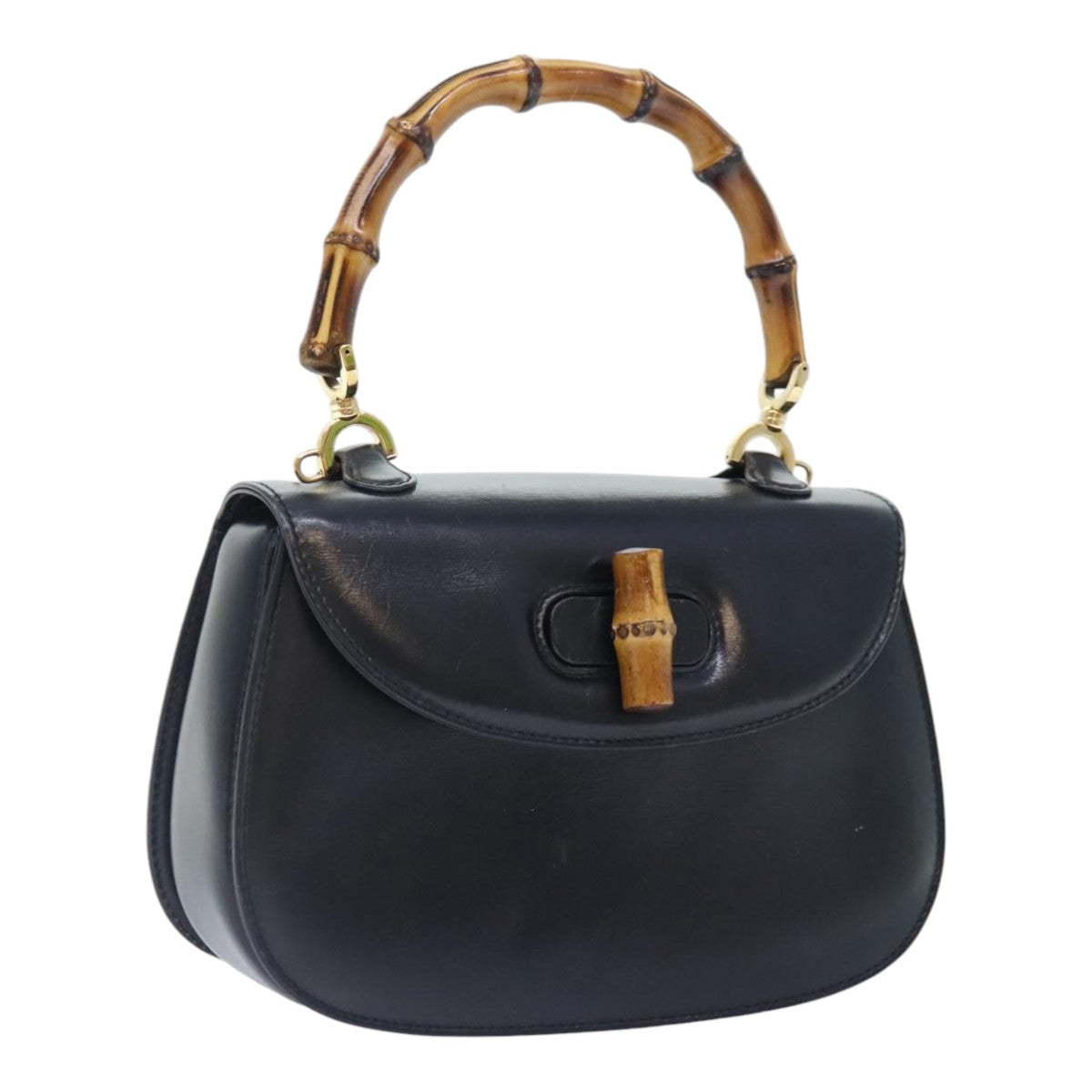 Gucci Bamboo Black Leather Hand Bag