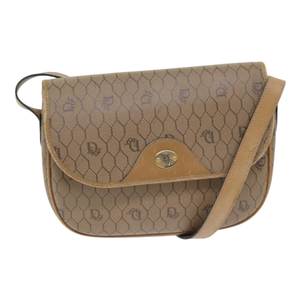 Dior Honeycomb Brown Canvas Shoulder Bag