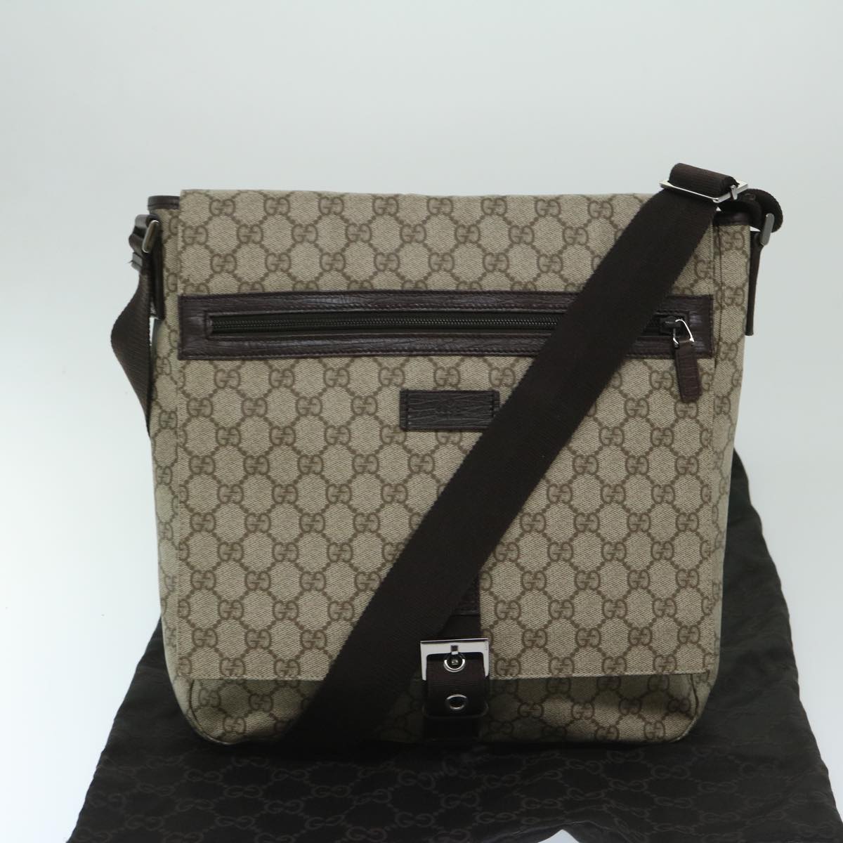 Gucci GG Supreme Beige Canvas Shoulder Bag