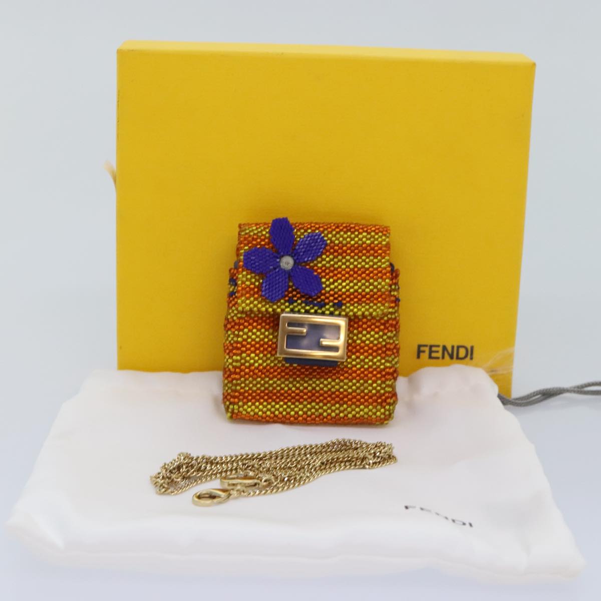 Fendi Orange Synthetic Clutch Bag