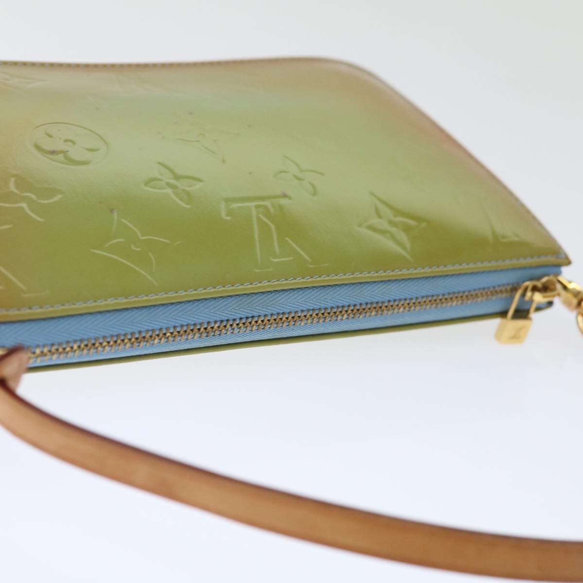 Louis Vuitton Pochette Accessoire Green Leather Clutch Bag