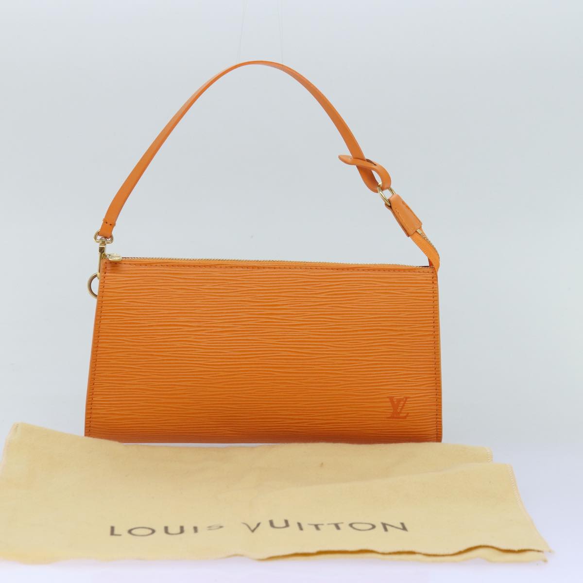 Louis Vuitton Pochette Accessoire Orange Leather Clutch Bag