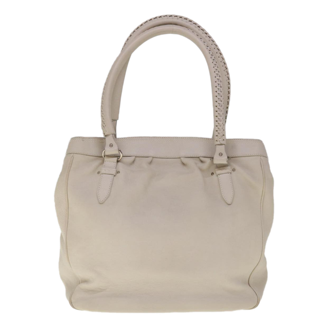 Dior White Leather Tote Bag