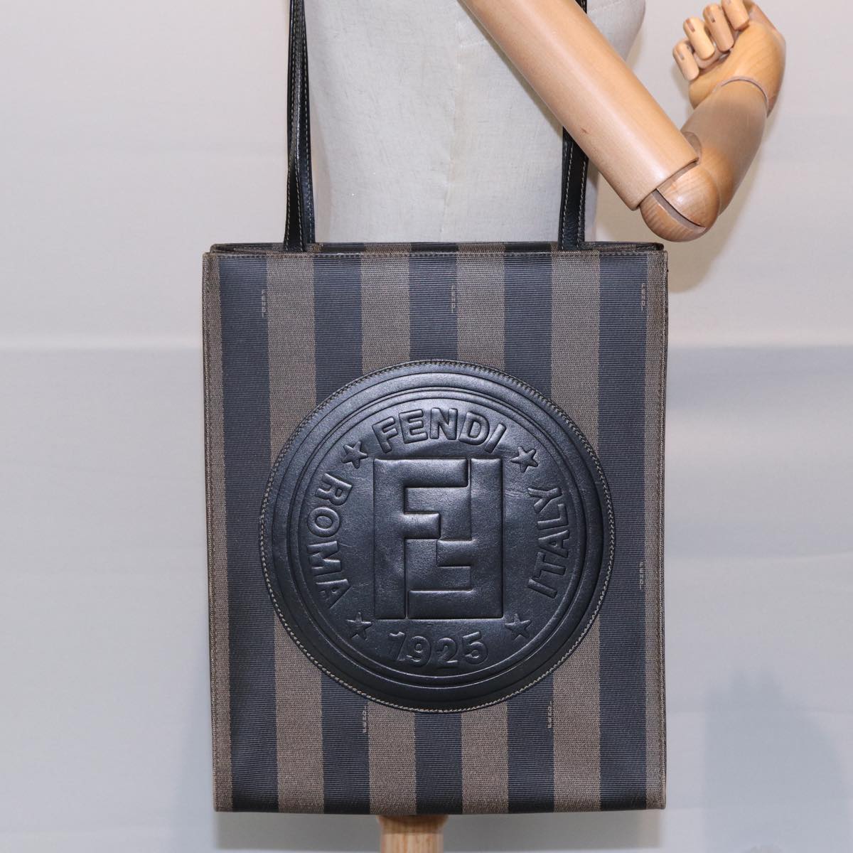 Fendi Pecan Brown Canvas Tote Bag