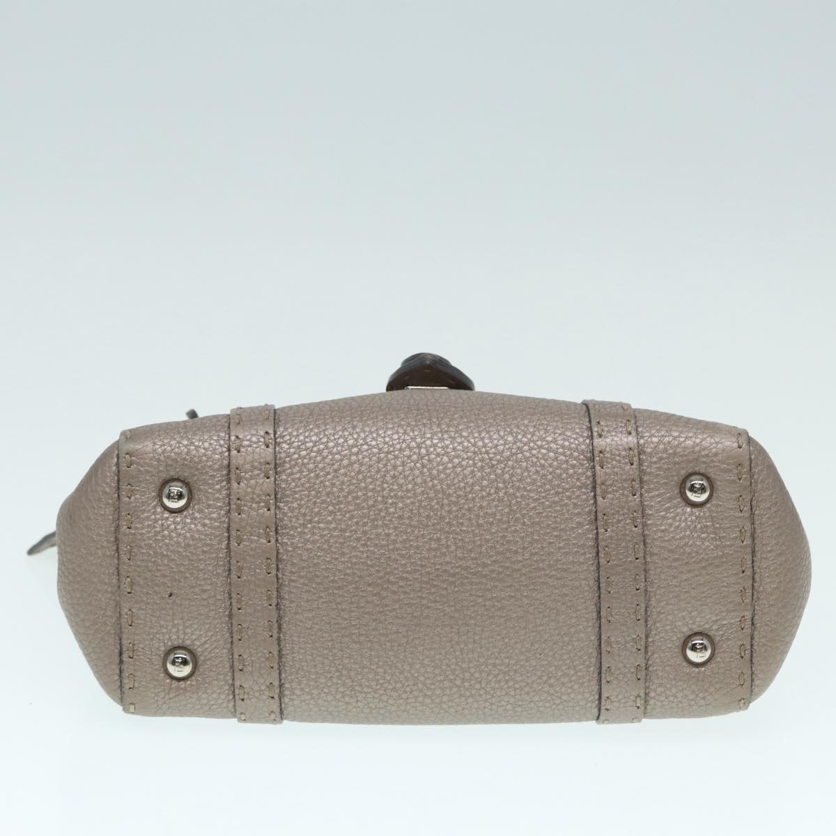 Fendi Selleria Grey Leather Hand Bag