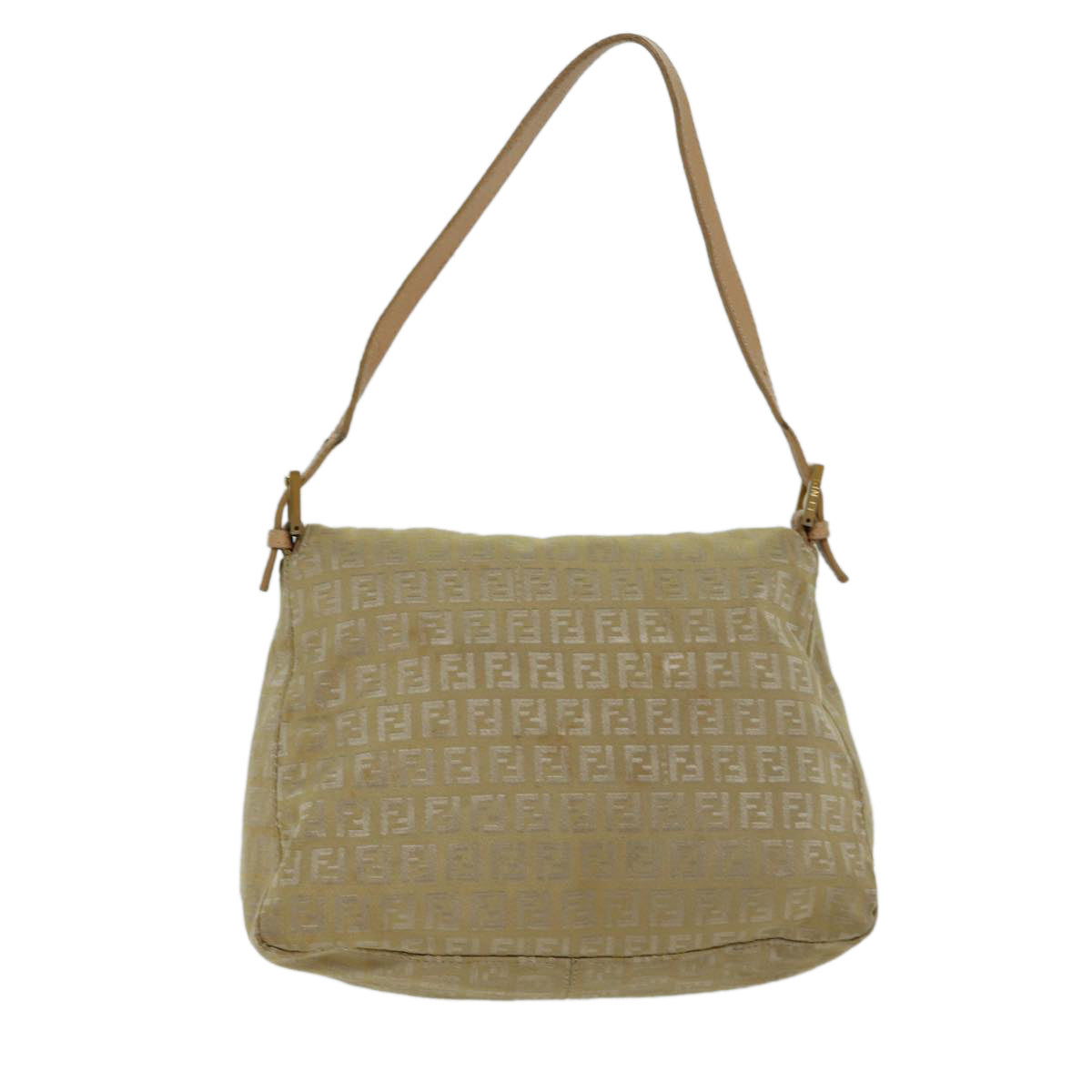 Fendi Mamma Baguette Beige Canvas Shoulder Bag