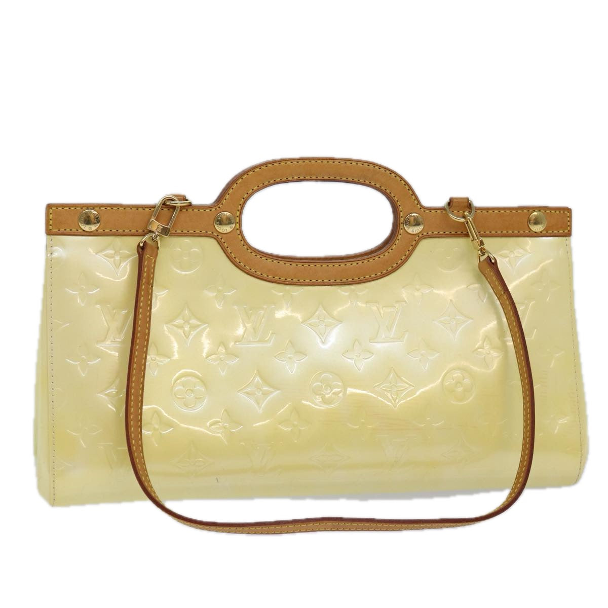 Louis Vuitton Roxbury Beige Patent Leather Hand Bag