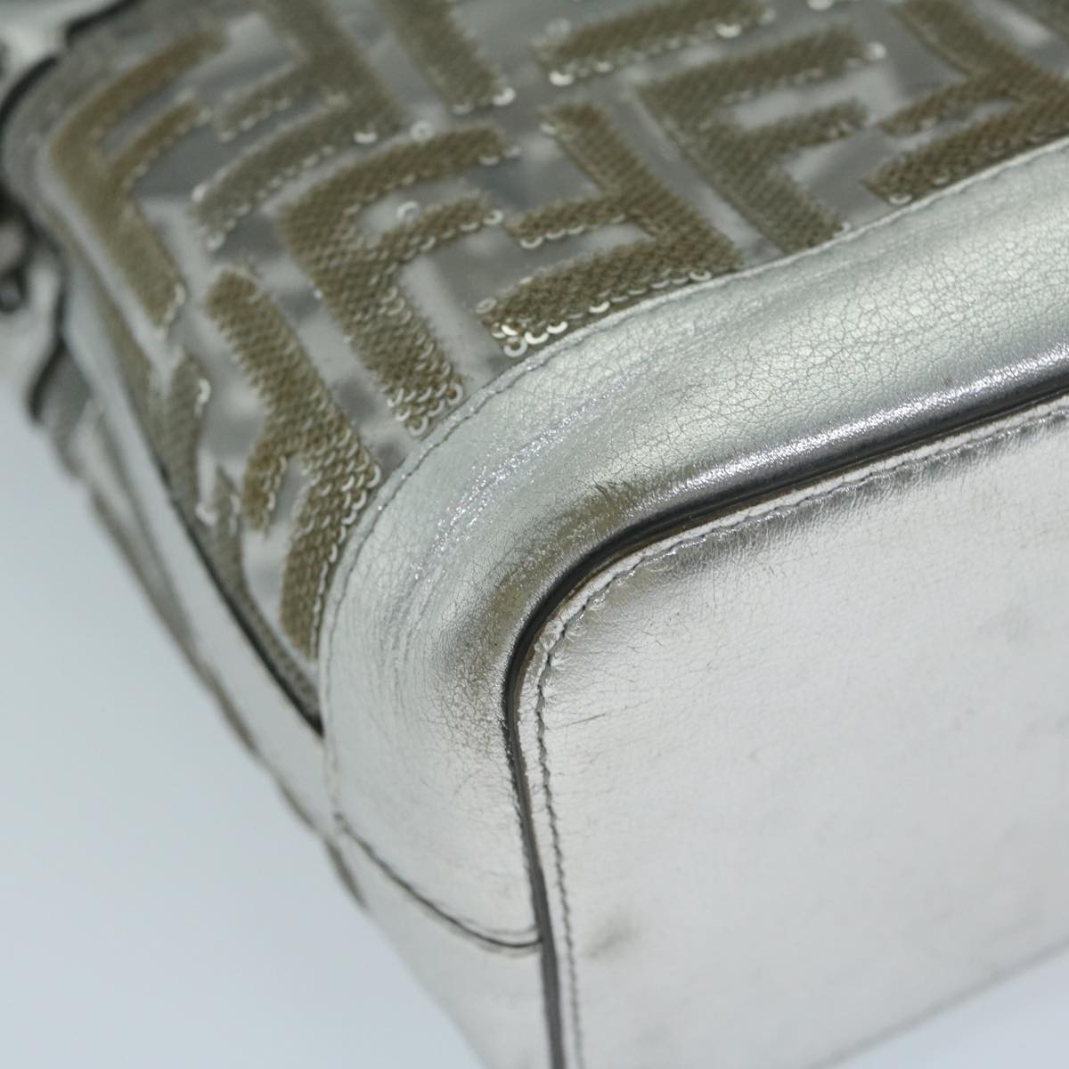 Fendi Zucca Silver Leather Shoulder Bag