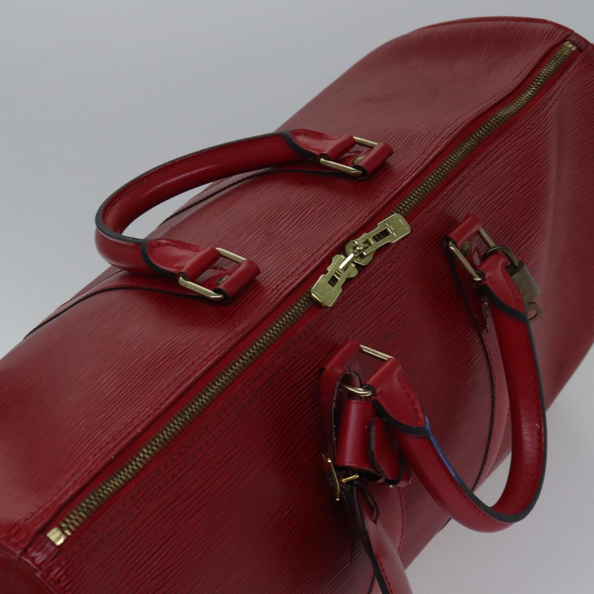 Louis Vuitton Keepall 45 Red Leather Travel Bag