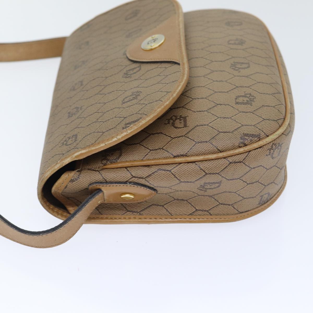 Dior Honeycomb Brown Canvas Shoulder Bag