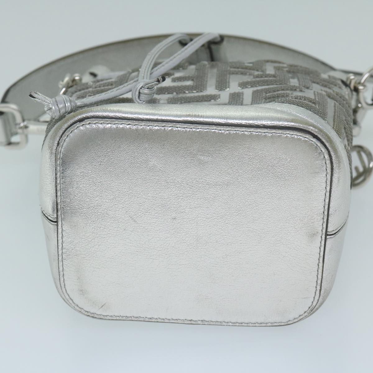 Fendi Zucca Silver Leather Shoulder Bag