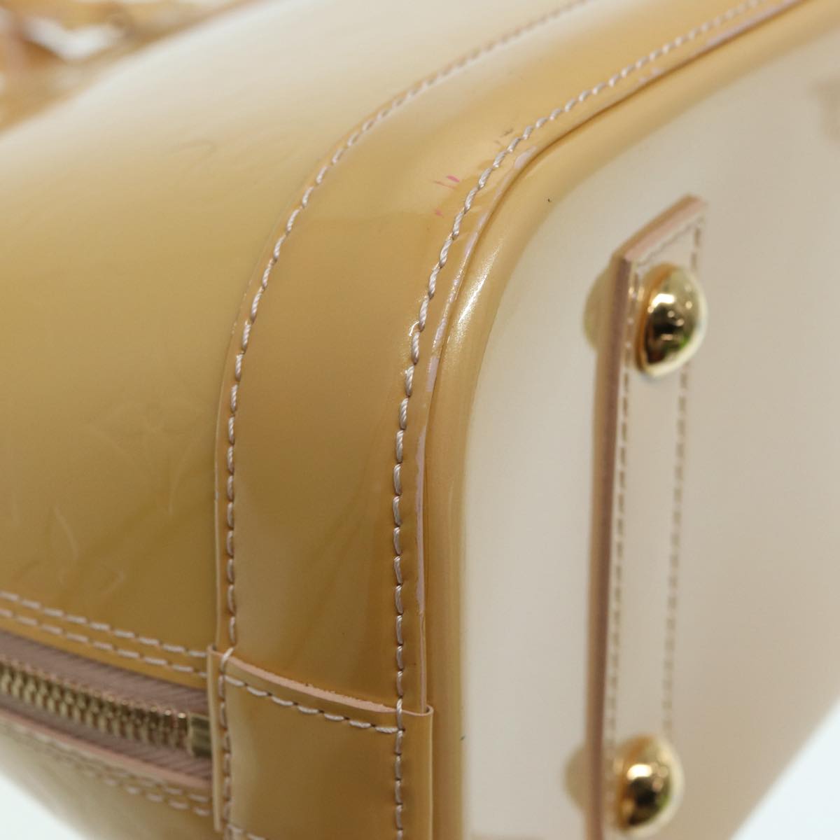 Louis Vuitton Alma Beige Patent Leather Hand Bag