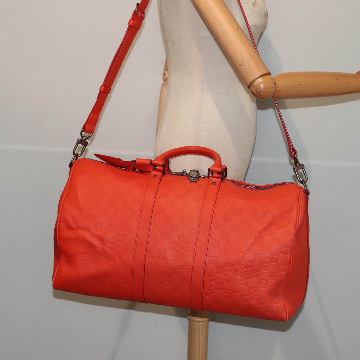 Louis Vuitton Keepall Bandouliere 45 Red Leather Travel Bag