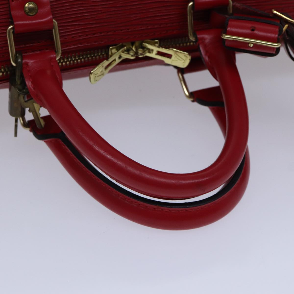 Louis Vuitton Keepall 45 Red Leather Travel Bag