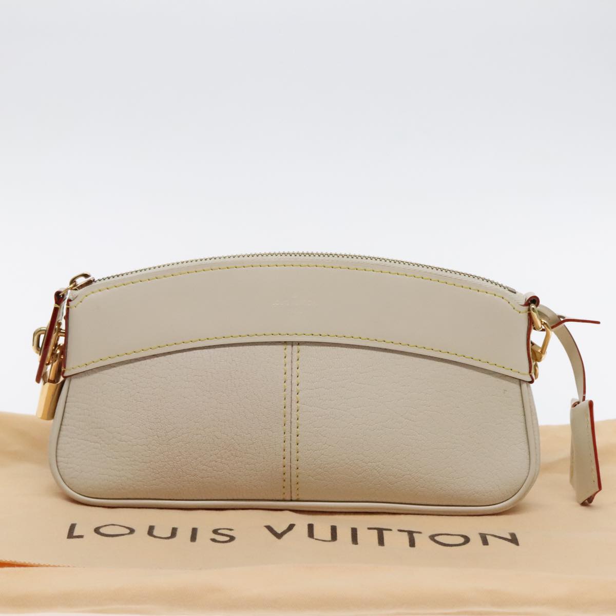 Louis Vuitton Lockit Beige Leather Clutch Bag