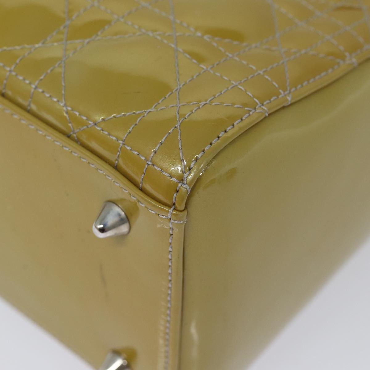 Dior Lady Dior Yellow Patent Leather Hand Bag