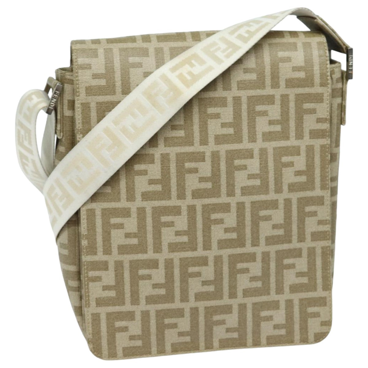 Fendi Zucca Beige Canvas Shoulder Bag