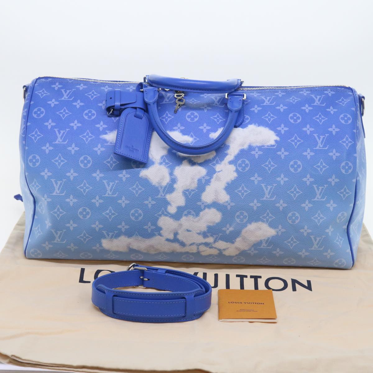 Louis Vuitton Keepall Bandouliere 50 Blue Canvas Travel Bag