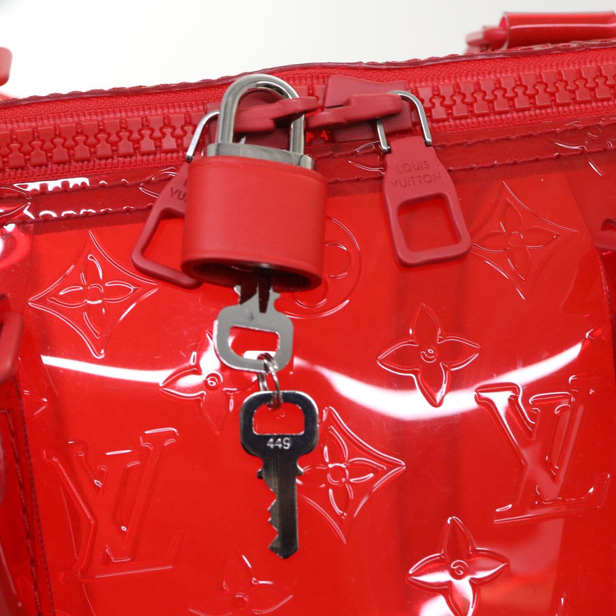 Louis Vuitton Keepall Bandouliere 50 Red Plastic Travel Bag