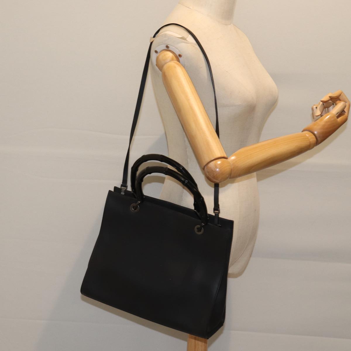 Gucci Bamboo Black Leather Hand Bag