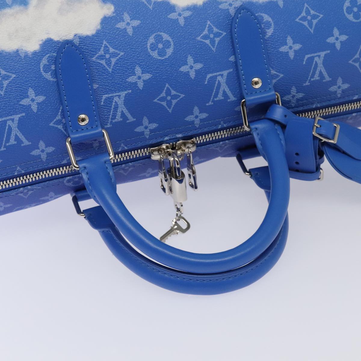 Louis Vuitton Keepall Bandouliere 50 Blue Canvas Travel Bag