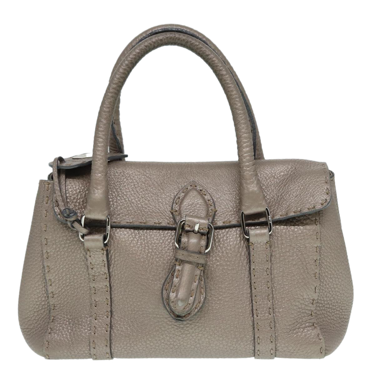 Fendi Selleria Grey Leather Hand Bag