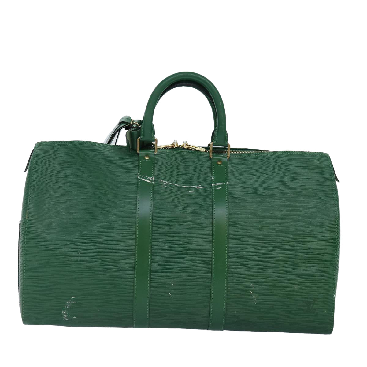 Louis Vuitton Keepall 45 Green Leather Travel Bag