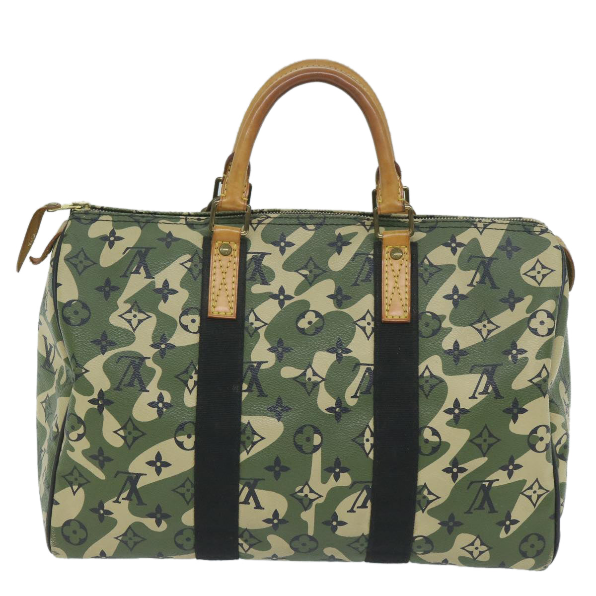 Louis Vuitton Speedy 35 Green Canvas Hand Bag