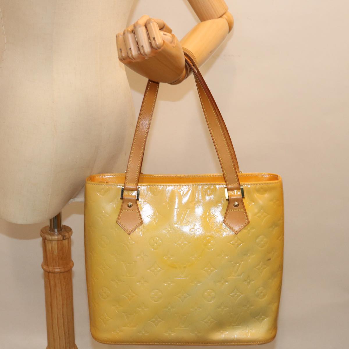 Louis Vuitton Houston Yellow Patent Leather Hand Bag