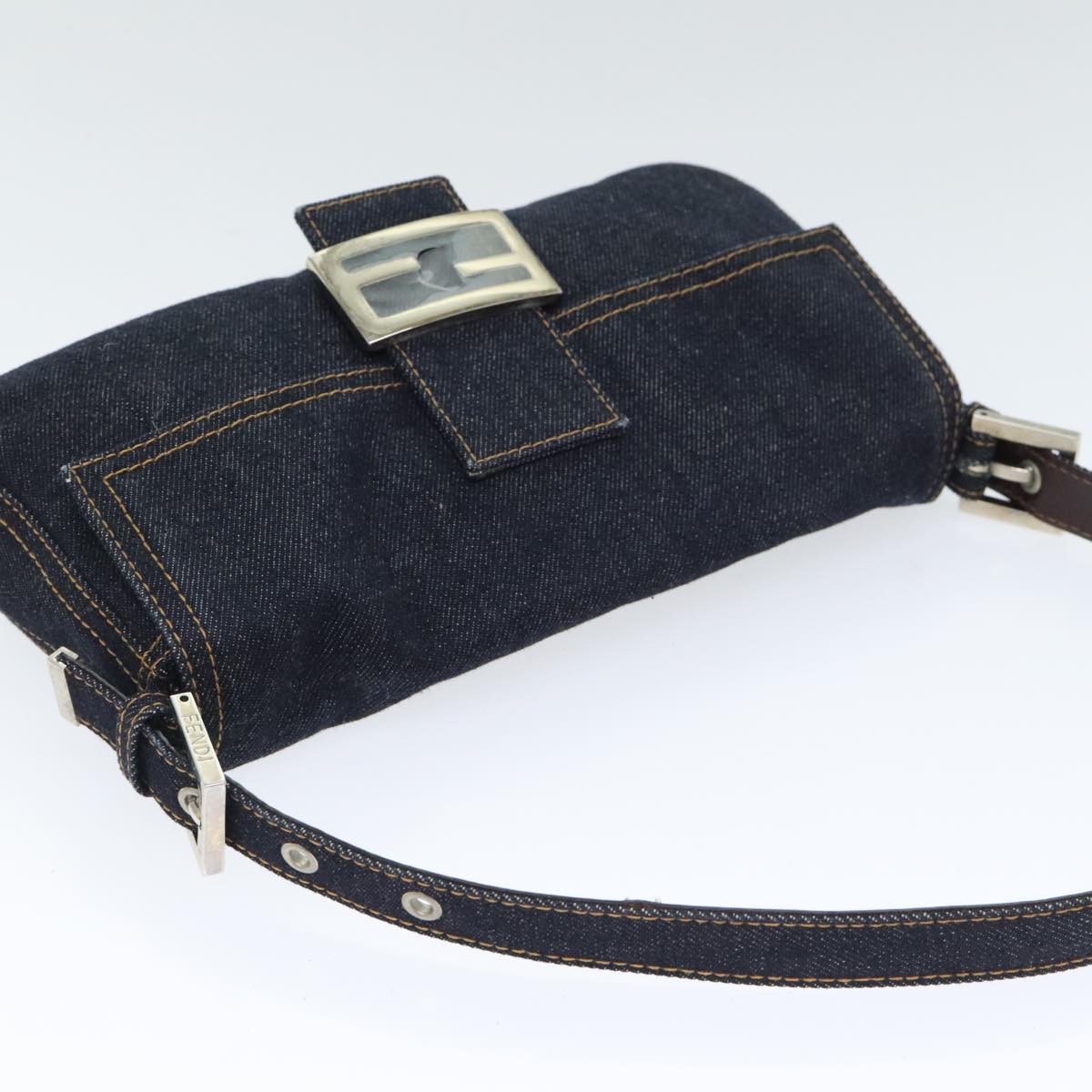 Fendi Mamma Baguette Navy Denim - Jeans Shoulder Bag