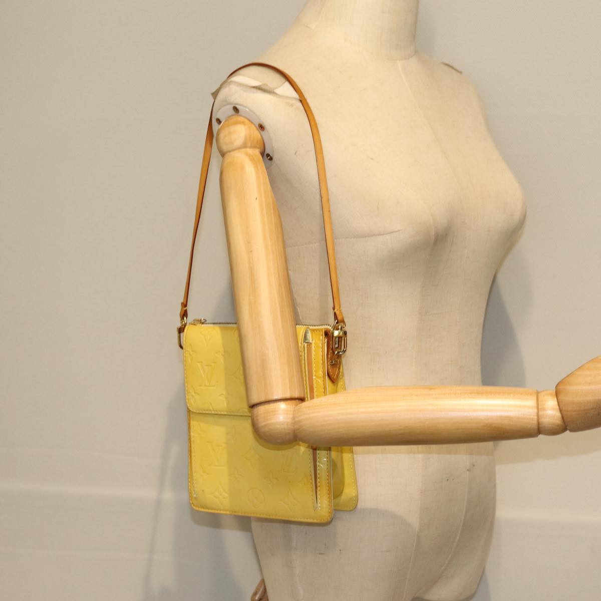 Louis Vuitton Mott Yellow Patent Leather Clutch Bag