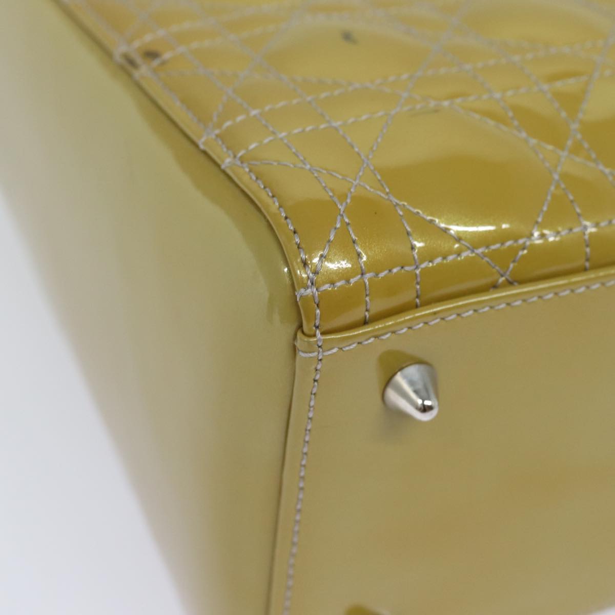 Dior Lady Dior Yellow Patent Leather Hand Bag