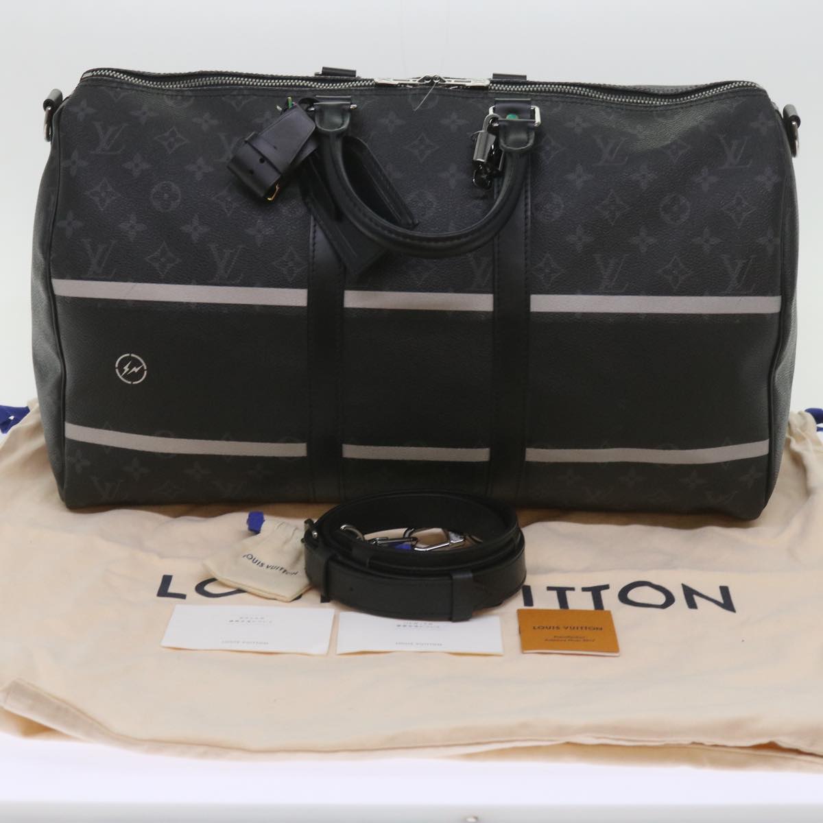 Louis Vuitton Keepall Bandouliere 45 Black Canvas Travel Bag