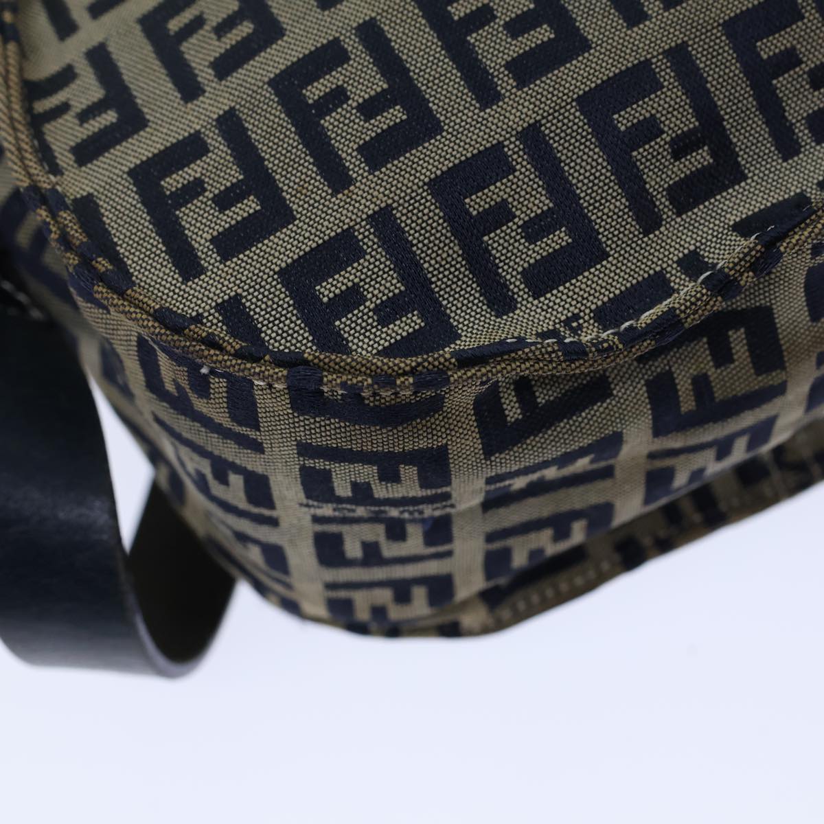 Fendi Zucchino Navy Canvas Shoulder Bag