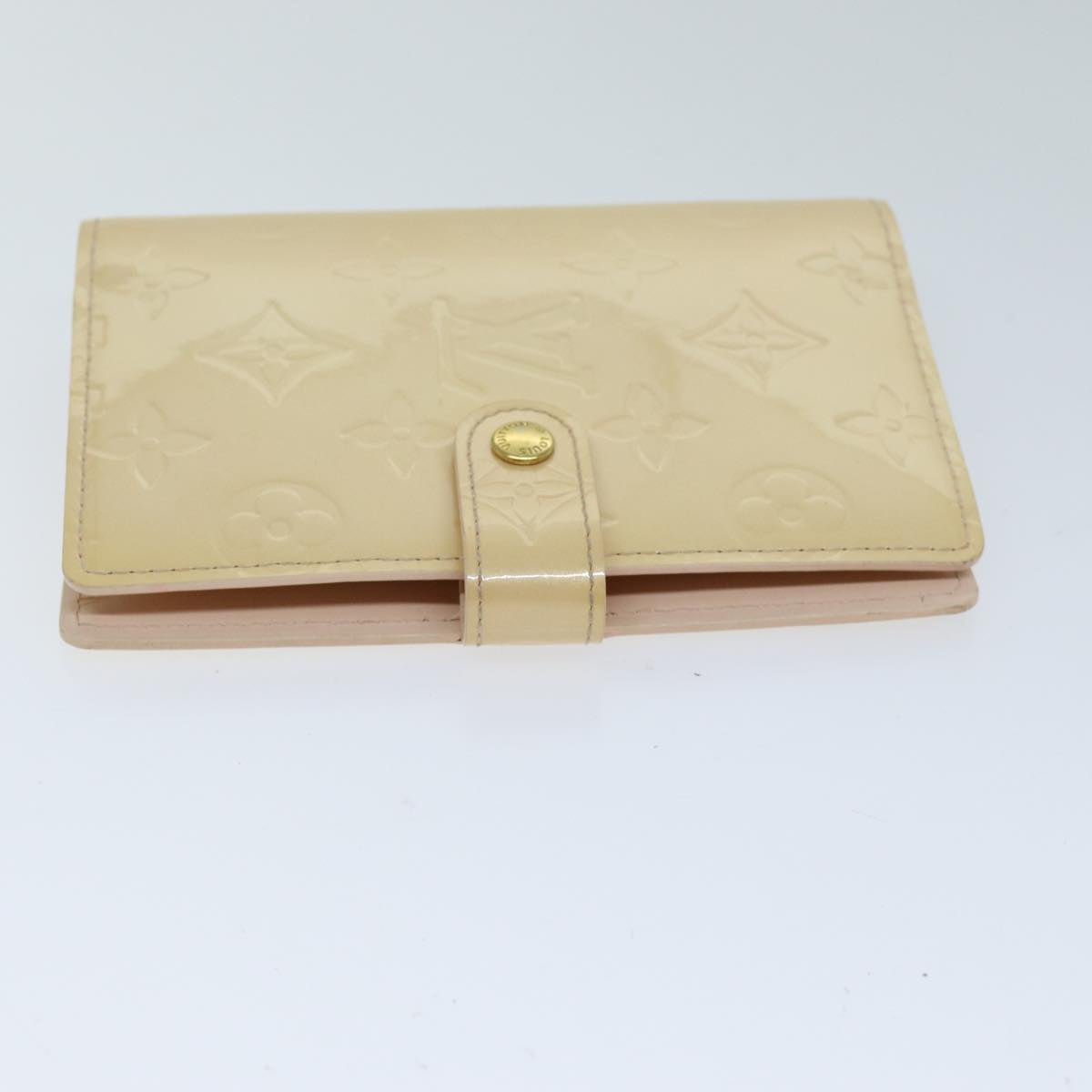 Louis Vuitton Agenda PM Beige Patent Leather Wallet Accessories