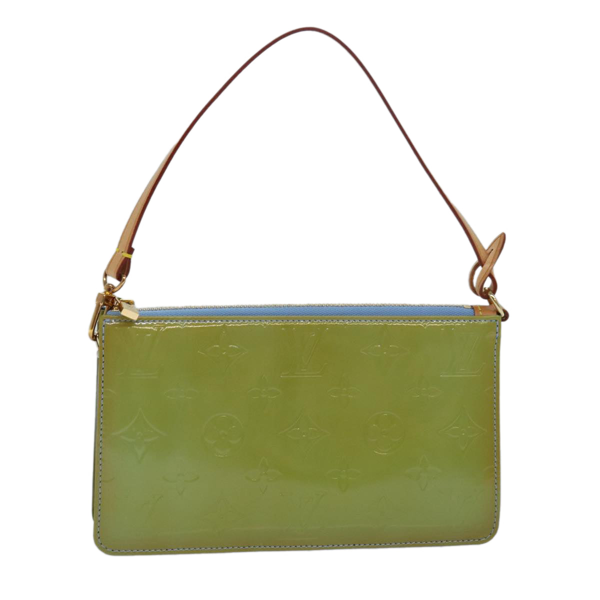 Louis Vuitton Pochette Accessoire Green Patent Leather Clutch Bag