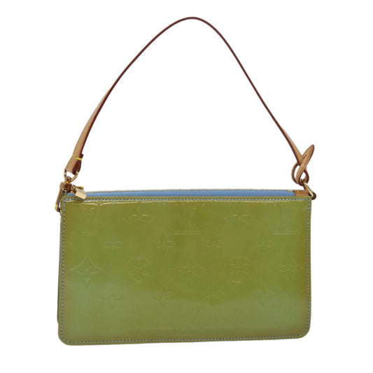 Louis Vuitton Pochette Accessoire Green Patent Leather Clutch Bag