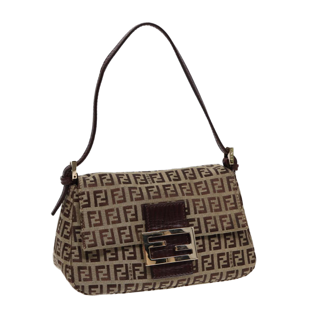 Fendi Mamma Baguette Brown Canvas Hand Bag