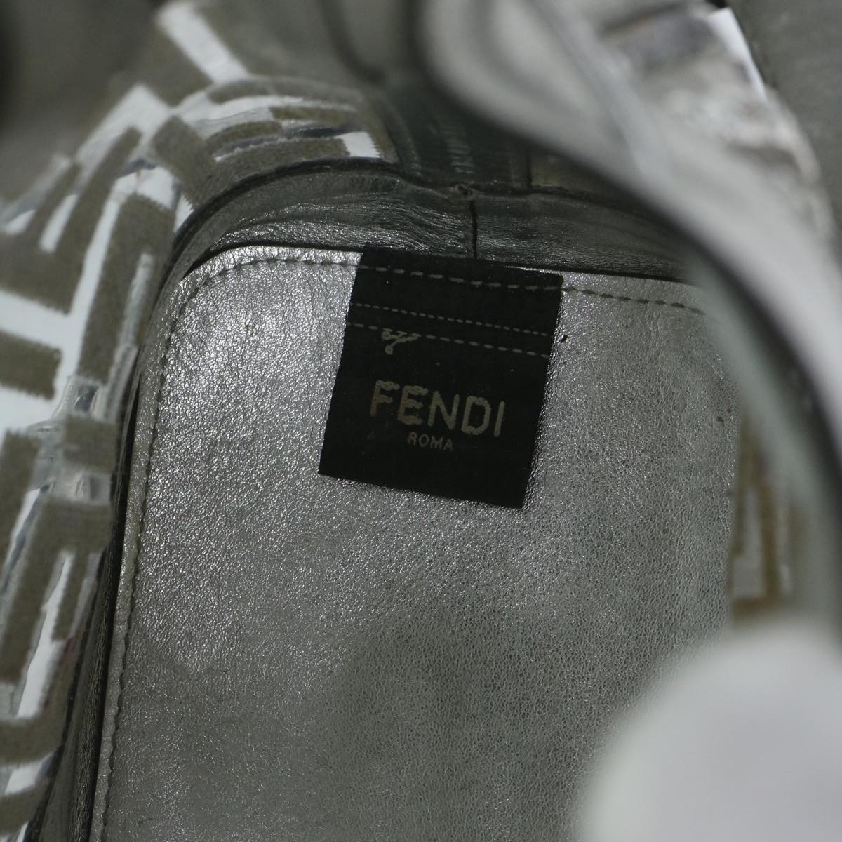 Fendi Zucca Silver Leather Shoulder Bag