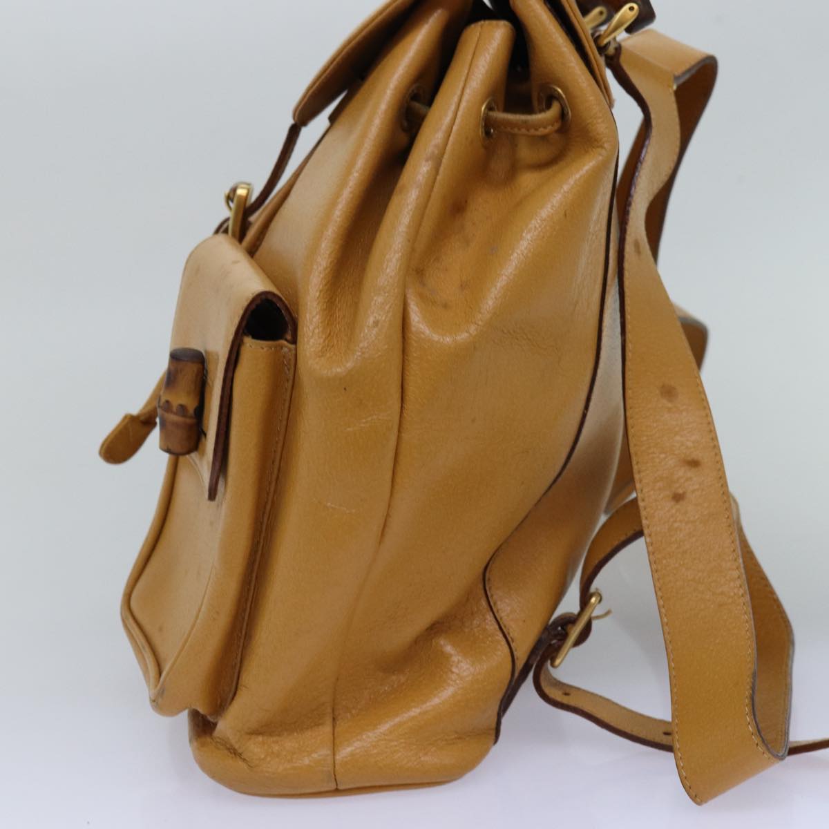 Gucci Bamboo Yellow Leather Backpack Bag