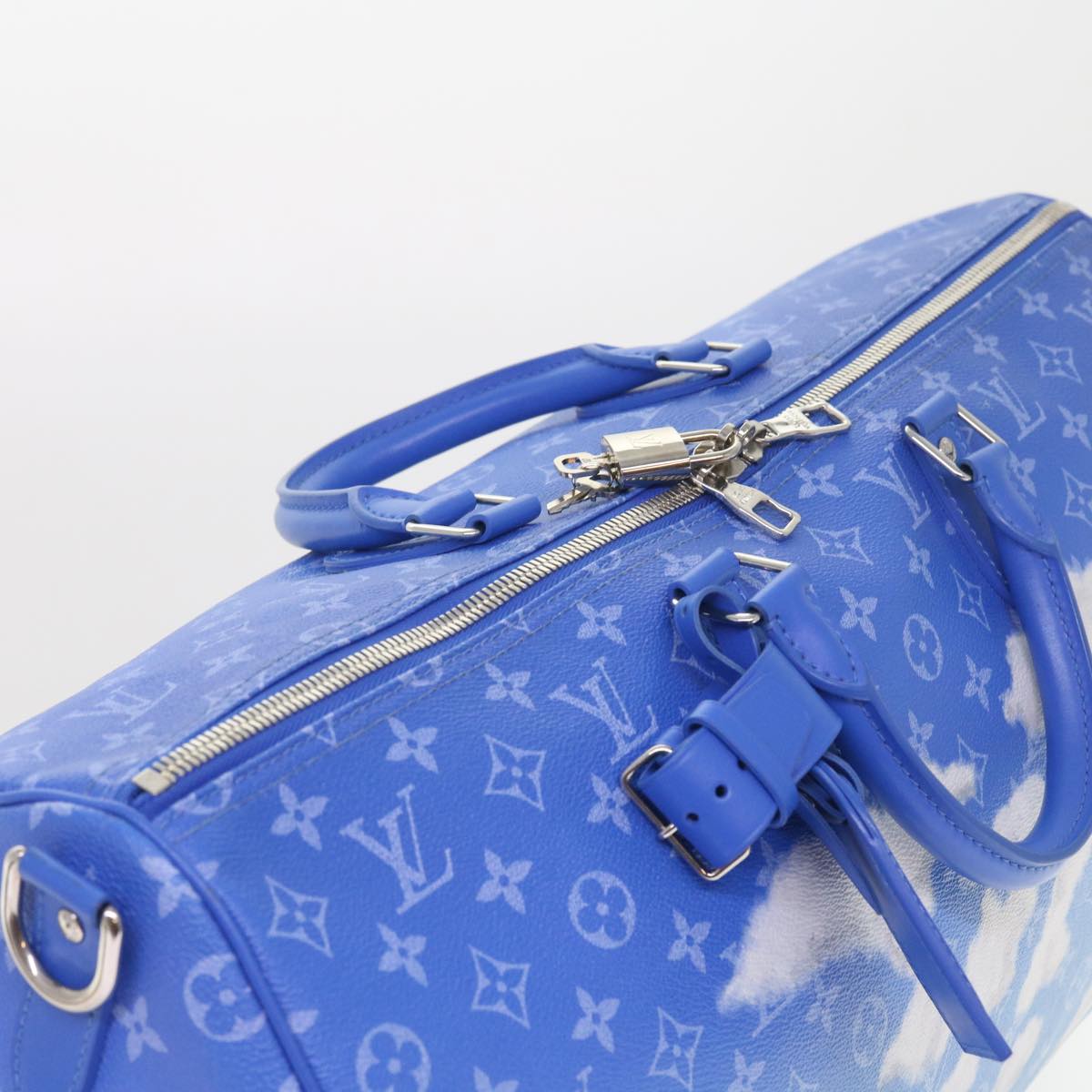 Louis Vuitton Keepall Bandouliere 50 Blue Canvas Travel Bag