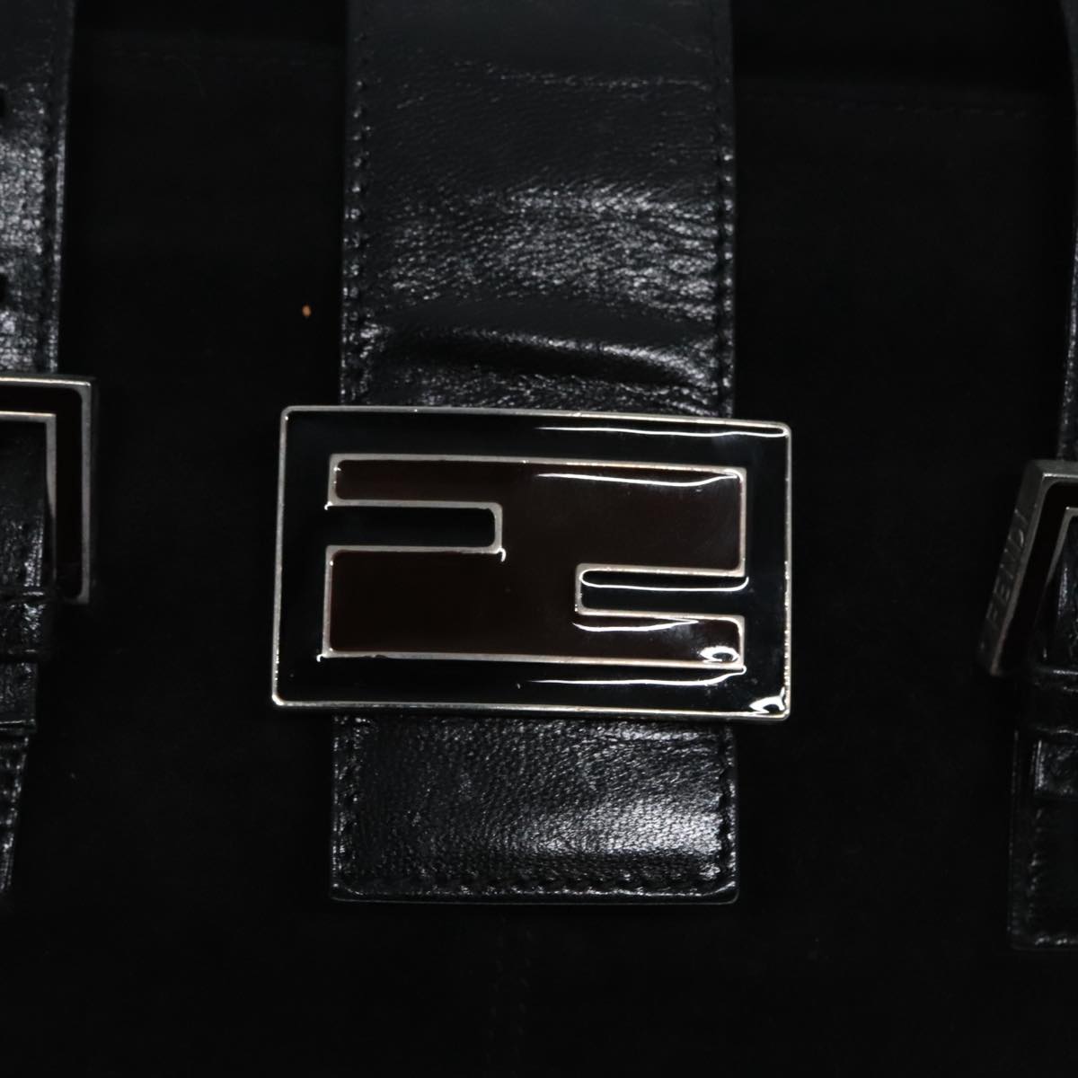 Fendi Mamma Baguette Black Suede Shoulder Bag