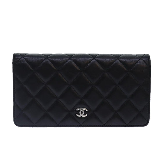 Chanel Matelassé Black Leather Wallet Accessories